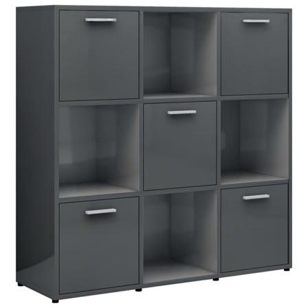 Vidaxl Bokhylla Grå Högglans 90x30x90 Cm Konstruerat Trä Grå