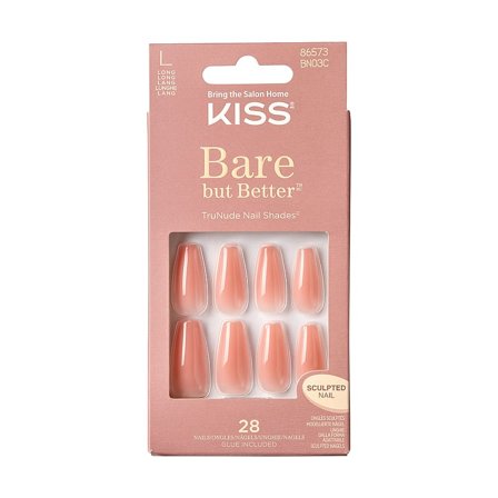 Kiss Kiss Bare But Better Nails Nude Glow - BN03C, Makeup, Kunstige Negle Og Tilbehør, Kunstige Negle