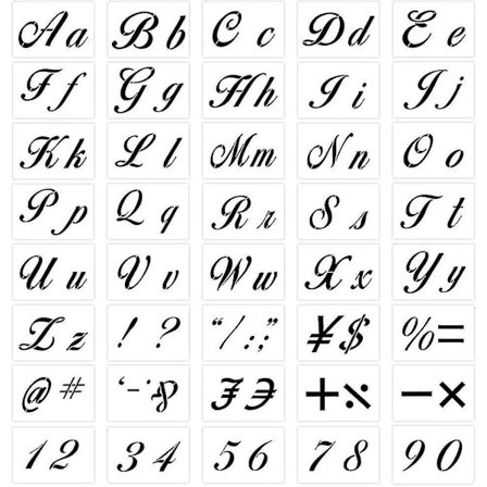 Sett med 40 bokstavsmaler for maling, gjenbrukbare plastmaler med kalligrafisk skrift [xh]