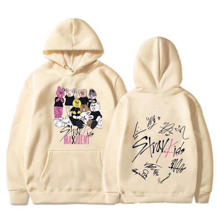 Stray Kids Dam Hoodie Hip-Hop Stray Kids Hoodie Pullover Jacka - Beige - Storlek XL Beige XL