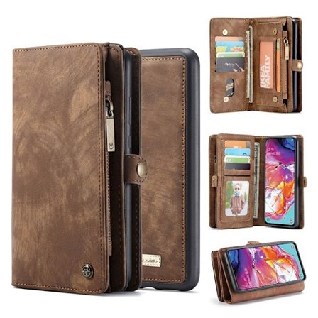 CaseMe Samsung Galaxy A70 Zipper Wallet Etui - Brun