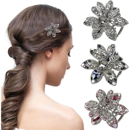 Mini hiuspinnit, 3 kpl Kristalliperhonen hiusneula, Vintage