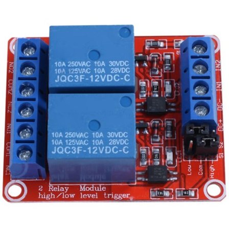 DC 12V 2-kanals relémodul med optocoupler H/L nivåutløser for Arduino
