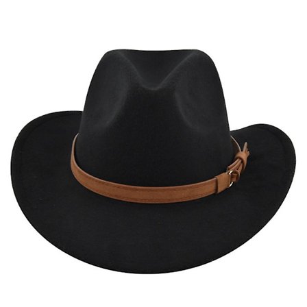 Klassisk Cowboy Hat Retro Jazz Hat National Style Uld Top Hat Messing Filt Hat Retro Imitation Fårehat Cowboy Hat