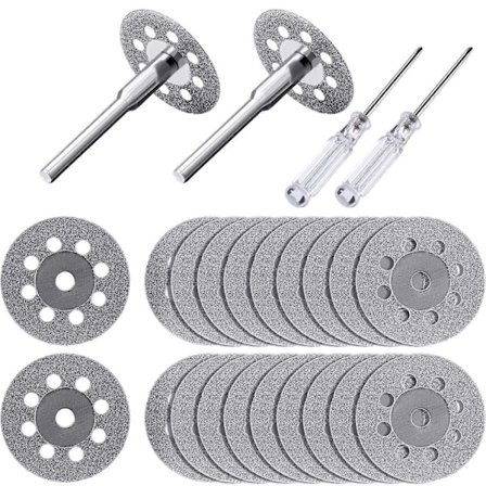 20 Delar 22 mm Diamantkapskiva med 4 Delar 3 mm Chuck och 2 Delar Kryssmejsel för Dremel RotationsverktygNEW3