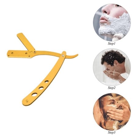 Rakkniv / Shavette i Rostfritt Stål - Skägg & Ögonbryn Guld