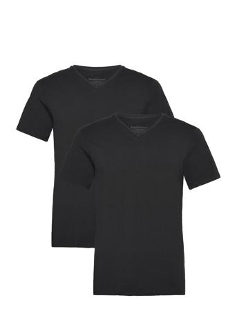 2-Pack V-Neck T-shirts Short-sleeved Svart Bread & Boxers*Betinget Tilbud