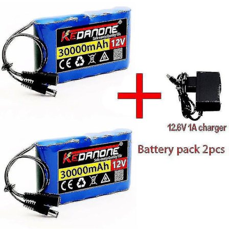 Ny Portabel Super 12v 30000mah Uppladdningsbar Litiumjon Batteripack Kapacitet Dc 12.6v 30ah CCTV Kamera Monitor + Laddare