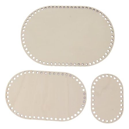 3 st Träkorg Botten Oval Tom Fast Virkad Korg Träbas för DIY-korgvävstillbehör Hantverkstillverkning