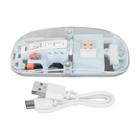 Trådløs Bluetooth Mus Transparent Skal Lydløs Klik Farverige Åndedrætslys Laptop Computer Blå