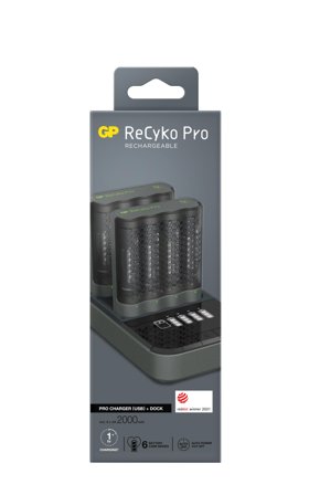 GP ReCyko Pro Battery Charger, M461 (USB), 2-pack + Dock D861, incl. 8 x AA 2000 mAh Pro Batteries