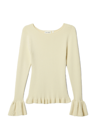 Carin Wester Båtringad topp med volang ESMA Stickat Beige S