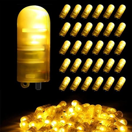 Pakke med 30 LED-ballonlamper, batteridrevne, varm hvide mini LED-lys, lyskugle til balloner og papirlanterner, ballonlamper til fødselsdag, bryllup