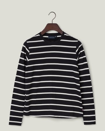 Lexington Langarm-Baumwollshirt, schwarz/weiß gestreift