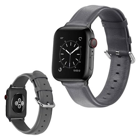 Apple Watch Series 5 40mm äkta läder klockarmband - grå