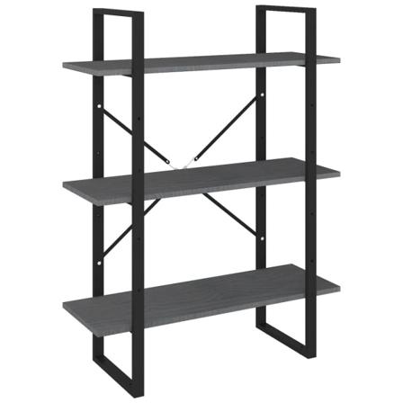 Vidaxl Bokhylla 3 Hyllplan Grå 80x30x105 Cm Massiv Furu Grå