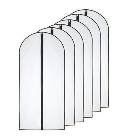 Koinsuojatut vaatepussit 60 x 100 cm (24' x 40') Musta sivu Hengittävät Läpinäkyvät Vetoketjulliset pussit vaatteiden säilytykseen (6 kpl) {KDO}