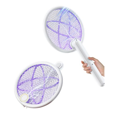 Elektrisk flueklapper, 2-i-1 elektrisk myggklapper, 5W oppladbar elektrisk myggklapper for kjøkken, soverom, camping, balkong, hage