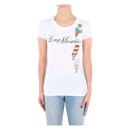 Love Moschino, T-Shirt W4B19-5F-E1698 Biały, Kobieta, Rozmiar: L