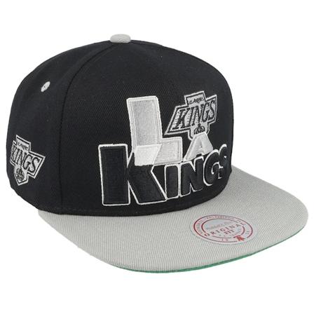 Mitchell & Ness - NHL Schwarz snapback Cap - Los Angeles Kings Text Stack 1 Vintage Black/Grey Snapback @ Hatstore