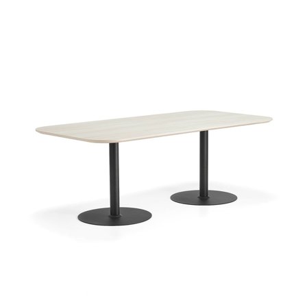 Table METRIC, rounded corners, 2000x1000x720 mm, black/ash