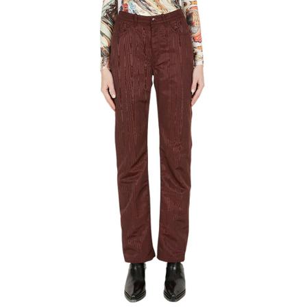 Marine Serre, Moire Straight Leg Pants Bruin, Dames, Maat:XS,Ritsen
