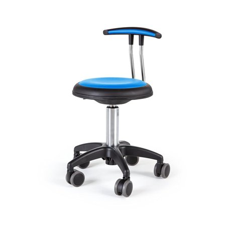 Mobile work stool STAR, H 380-480 mm, blue