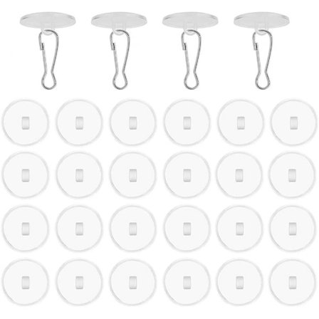 20 stk. 2 cm Transparente Selvklæbende Loftkroge Selvklæbende Kroge Loft med Flagstangsklemmer