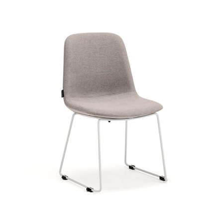 Chair LANGLEY, low seat, skid base, white/taupe