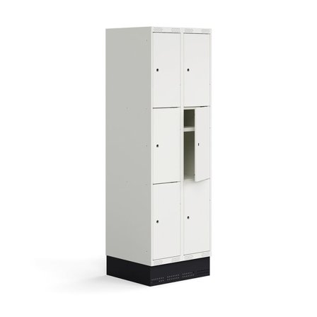 Skab til skoleelever ROZ, 2 moduler, 6 døre, inkl. bund, 1890x600x550 mm, hvid