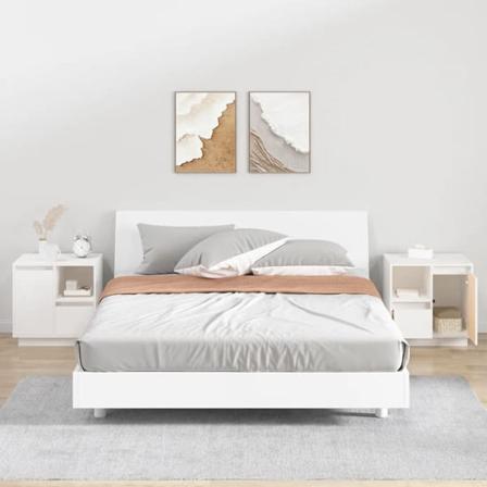 vidaXL Sängbord 2 st vit 50x34x50 cm massivt furuträ Vit