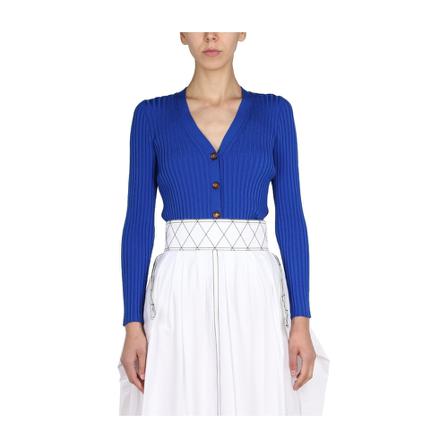 Tory Burch Ribbed Cardigan Blå, Dame Cardigans