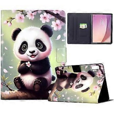 For Lenovo Tab M9 TB-310FU Stativveske Mønstertrykk Tablet Lærdeksel med Auto Wake/Sleep (Sakura Panda)