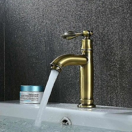 Retro Enkeltgrebs Messing Vaskarmatur Antik Kobber Vaskarmatur