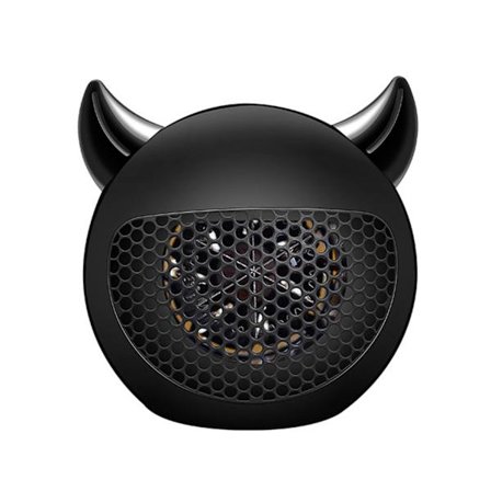 Mini Varmeblæser Hurtig Opvarmning Konstant Temperatur Sød Djævel Form Kompakt Bærbar Elektrisk Rumvarmer Sort CN Stik 220V