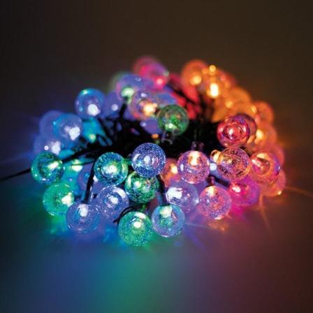6.5m Dekorativa 30 Kristallkulor String Solar LED multicolor Ljus multifärg