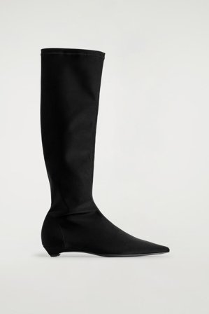 COS Women's Pointed Scuba Knee Sock Boots in Black