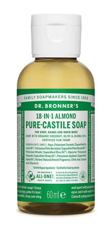 Dr. Bronner's Castile Soap Almond 60 ml, Skincare, Kropspleje, Bodyshampoo