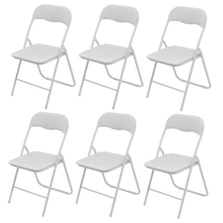 Vikbar PVC och Metall Stol Vit - 6-pack Vikbara Stolar | Stabil