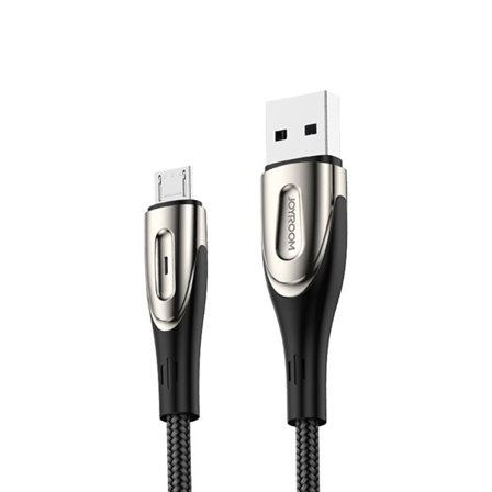 Joyroom Sharp Serie S-M411 USB-A / micro USB 3A 1,2 m kabel med ladeindikator - svart
