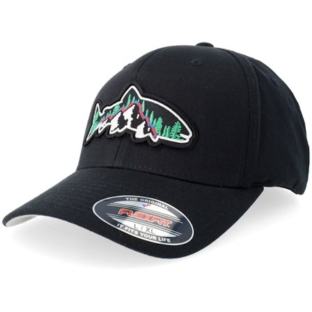 Skillfish - Trount Mountain 3d Wooly Combed Black Flexfit Flexfit Black Cap - @ Hatstore