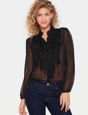 Saint Tropez Liljasz Crinkle Ls Shirt - Black - S