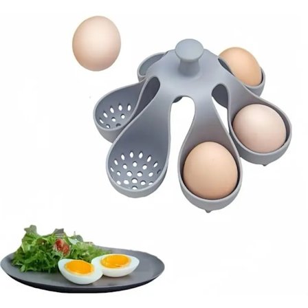 Silikon Steamer For 6 Egg, Grå