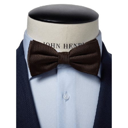 John Henric Silk Woven Rib Plain Pre Tied Bow Tie Accessoarer Herr Brun ONESIZE