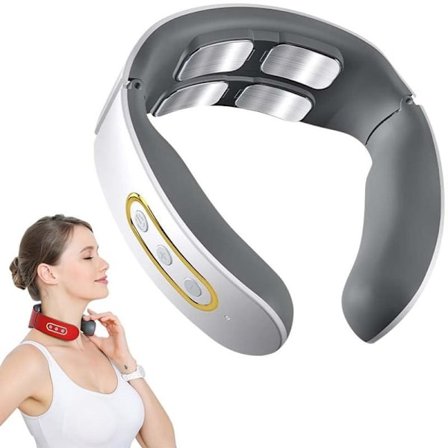 Nakkemassageapparat, nyt nakkemassageapparat til nakkesmerter med, elektrisk opvarmet massage til halsryggen, smertelindring til hjemmet, kontoret og 