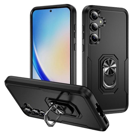 Skal för Samsung Galaxy A55 5G/A35 5G, militärklassat ringstativ PC + TPU-telefonskal