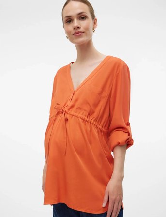 Mamalicious Mlalicia Lia L/S Wo Top 2F A. - Orange - L