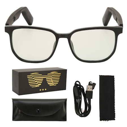 Touch Listening Bluetooth Audio Smart Glasses Open Ear Speakers Stereo Smart Sunglasses for Gaming Conference Travel Driving Black H2C