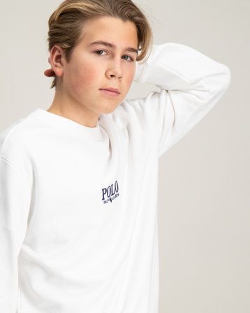 Polo Ralph Lauren Logo French Terry Sweatshirt Hvit Genser Gutt - Kids Brand Store