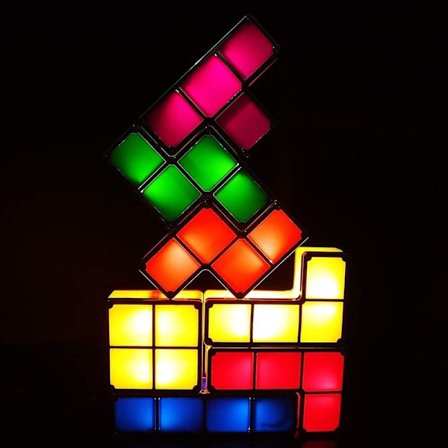 Natlys DIY Tetris Lys Farverig Stakbar Tangram Puslespil LED Induktion